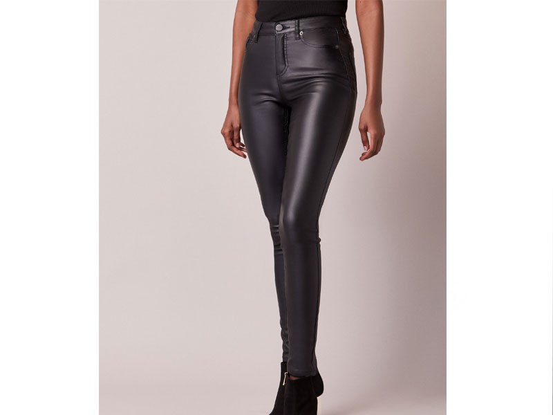 Leather Like Slim Leg Jeans For Women