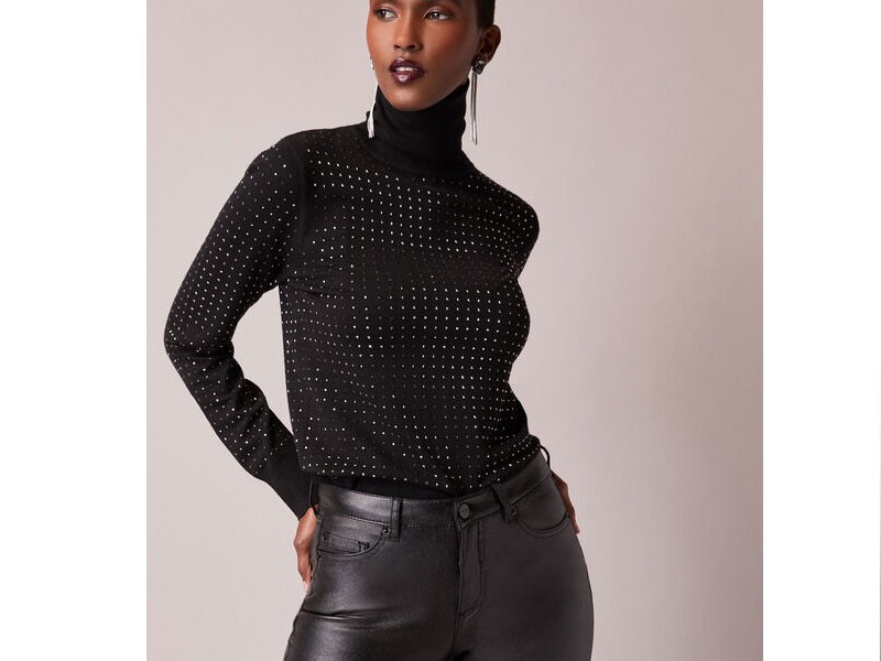 Studded Turtleneck Sweater For Women