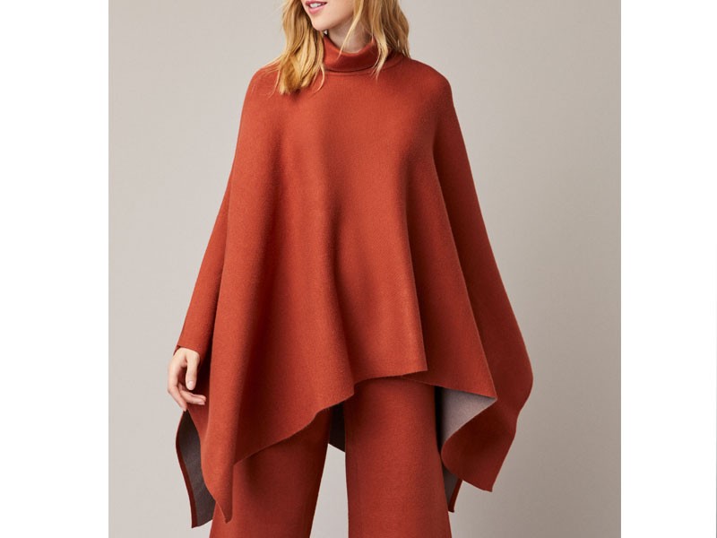 Turtleneck Drape Poncho For Women