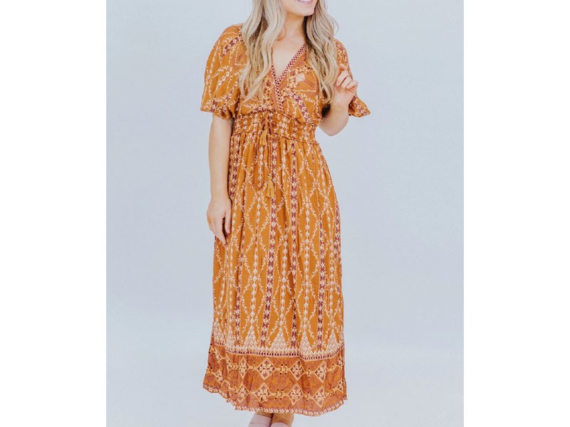 Women's Big Plans Printed Maxi Dress In Rust