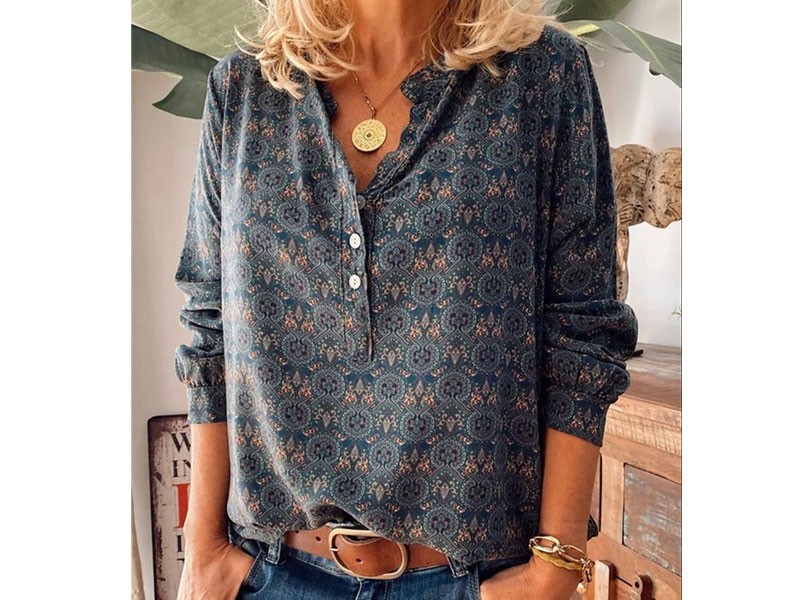 Misslook Floral Casual Printed Long Sleeve Top For Women