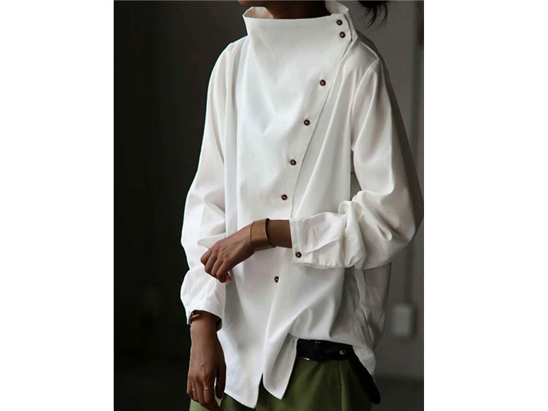 Misslook Turtleneck Casual Holiday Plain Top For Women