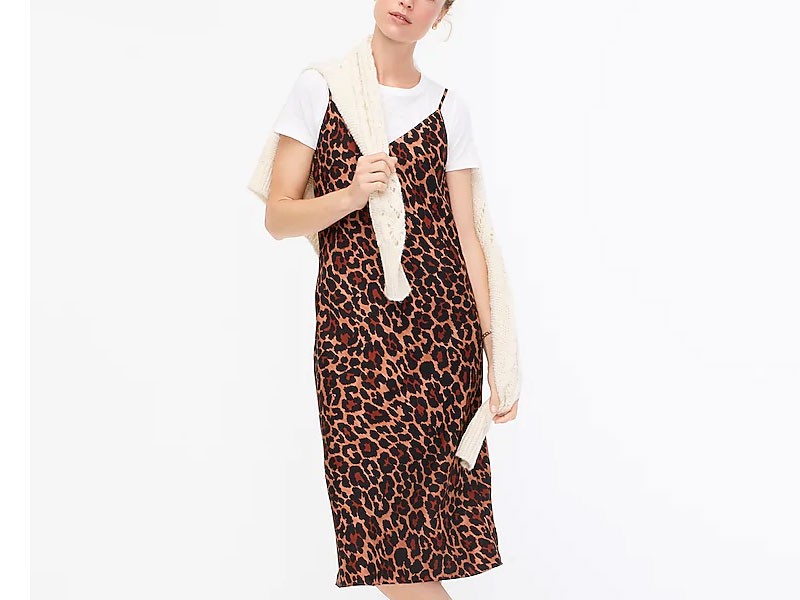 Bias Cut Slip Dress In Leopard For Women