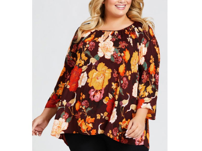 Pleat Print Top For Women