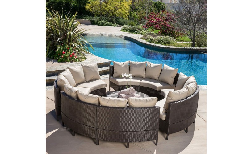 Falkland Outdoor 10Pcs Wicker Sofa Sectional Set