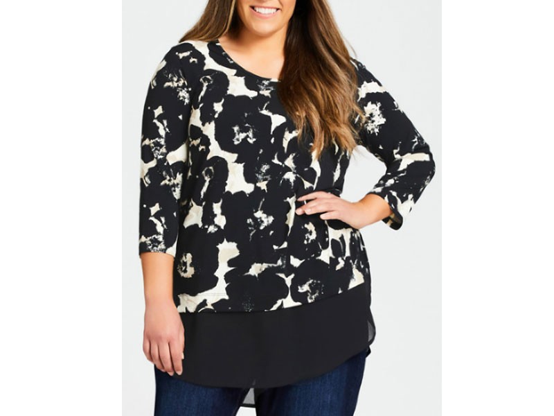 Women's Eden Plus Size Tunic Black Abstract