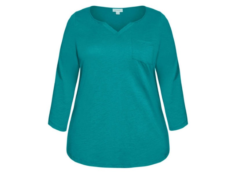 Women's Sleeve Notch Plus Size Neck Tee Jade