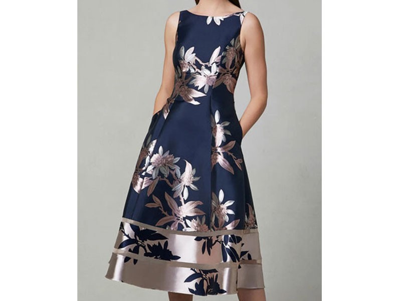 A-THENA Printed Graphic Prom Elegant Midi Dress For Women