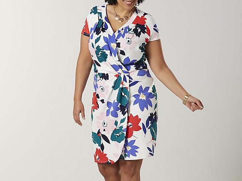 Simply Emma Women's Plus Wrap Dress Floral