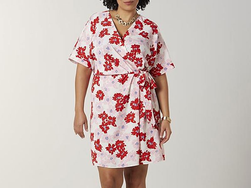 Simply Emma Women's Plus Surplice Dress Floral