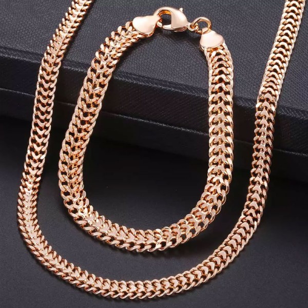 Men Women's Jewelry Set 585 Rose Gold Bracelet Necklace