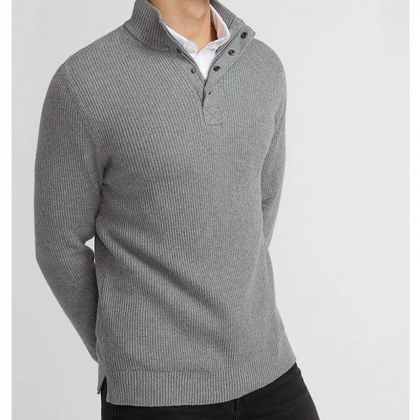 Solid Mock Neck Sweater For Men