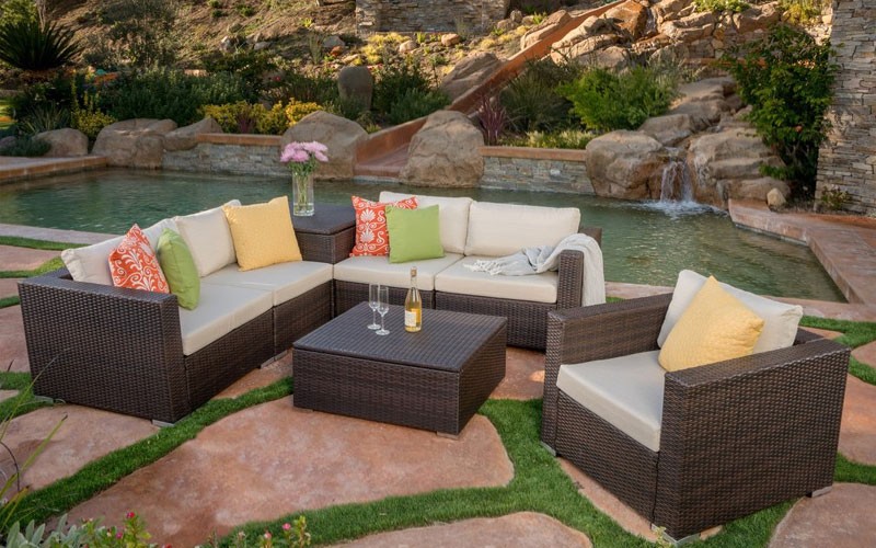Francisco 7Pc Outdoor Sectional Sofa Set W/ Cushions