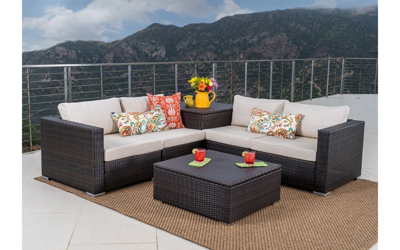 Francisco 6Pc Outdoor Wicker Sectional Sofa W/ Storage