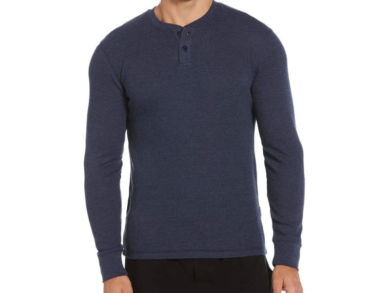 Thermal Heather Henley Sleep Men's Shirt Blue