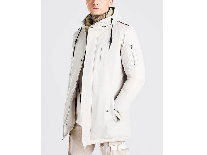 Parka Coat With Borg Lined Hood For Men