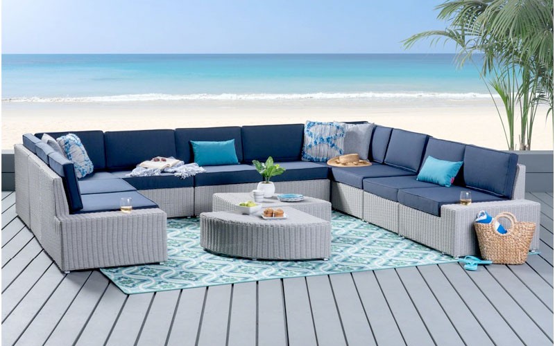 Mable Cruz Outdoor 10 Seater Wicker Sofa Se