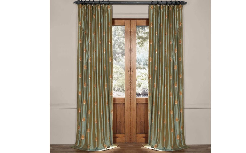 Trophy Sea Blue Thai Silk Curtain