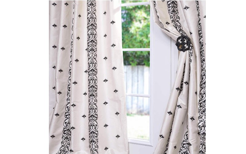 Indria Pearl White Silk Curtain