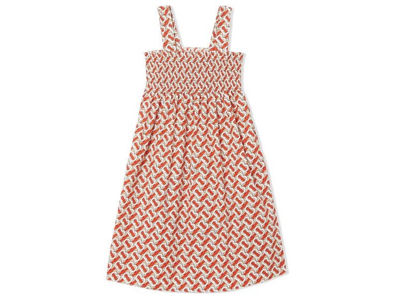 Burberry Smocked Monogram Print Dress For Women