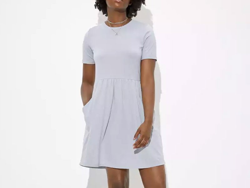 AE Crew Neck Babydoll Dress For Women