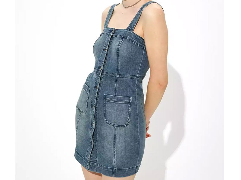 AE Denim Button Front Mini Dress For Women