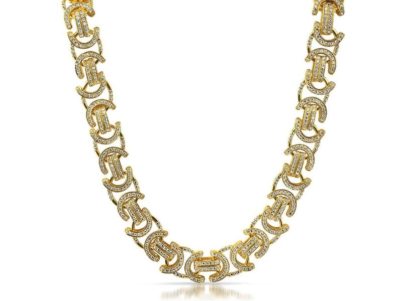 Flat Byzantine Bling Gold Chain For Men
