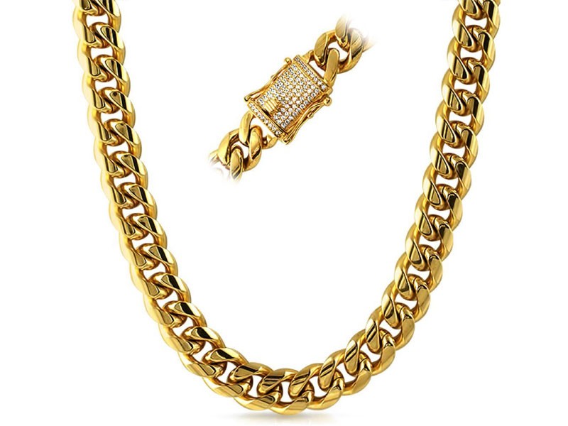 Cz Diamond Lock Cuban Chain For Men