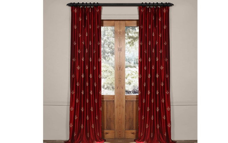 Trophy Bold Red Silk Curtain