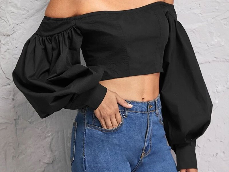 Shein Off Shoulder Lantern Sleeve Top For Women