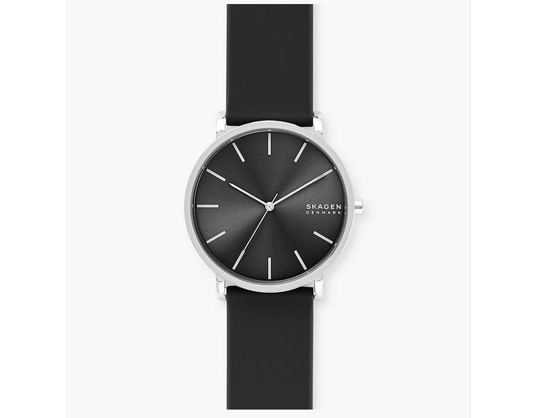 Skagen Denmark Hagen Three-Hand Black Silicone Watch For Men