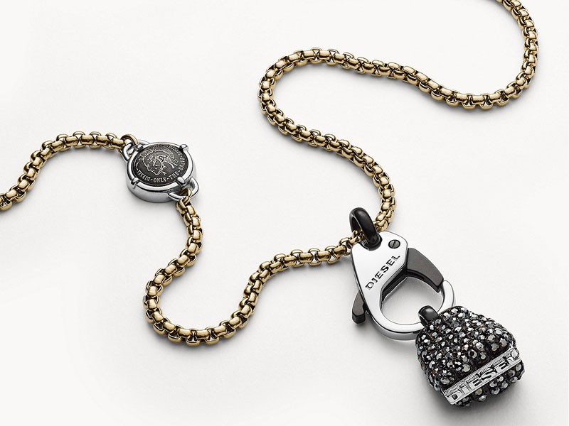 Diesel Men's Black Jet Hematite Necklace