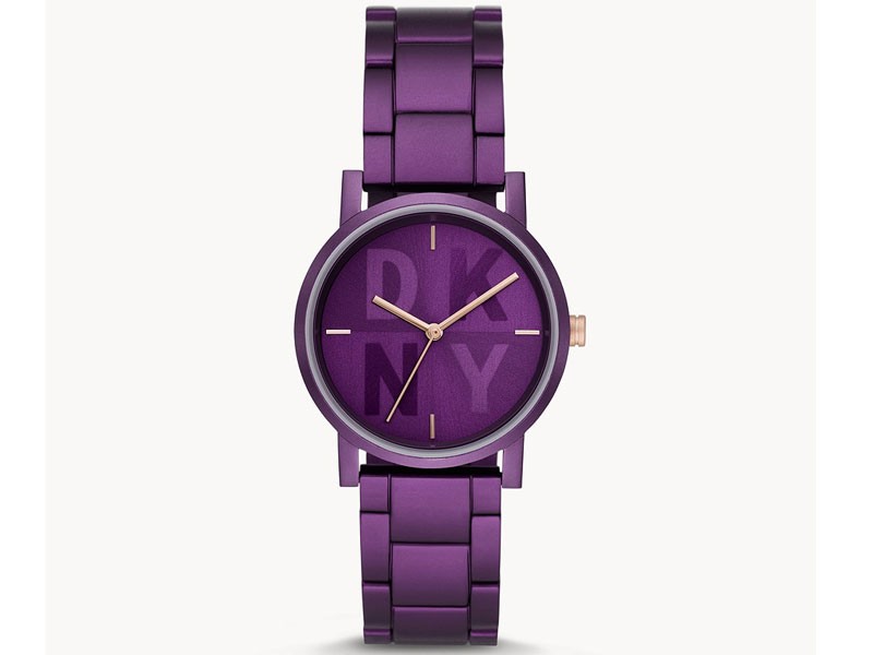 DKNY Soho Three-Hand Purple Aluminum Watch For Women