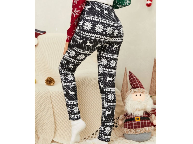Yoins Christmas Graphic Middle Waisted Pants For Women