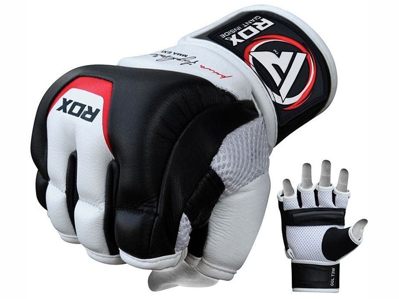 RDX T3 Leather MMA Grappling Training Gloves with Enhanced Knuckle Protection