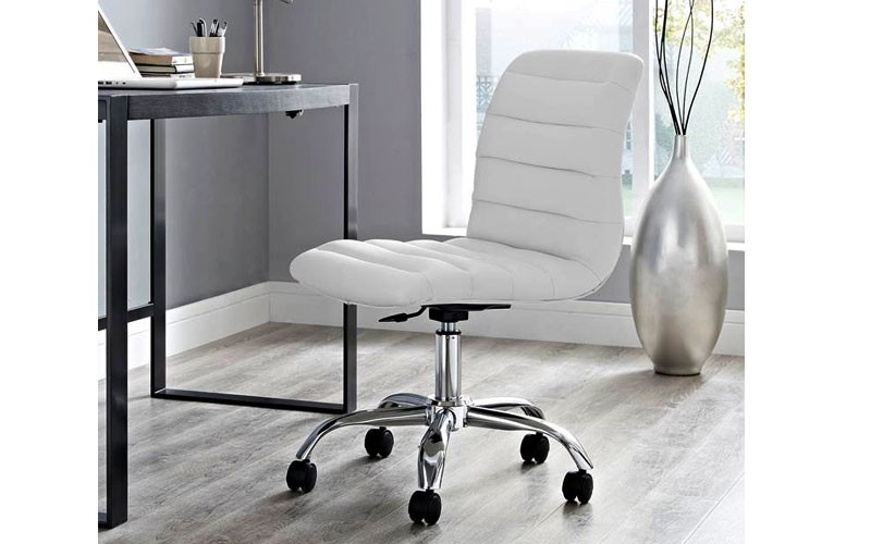 Ripple Armless Mid Back Vinyl Office Chair In White