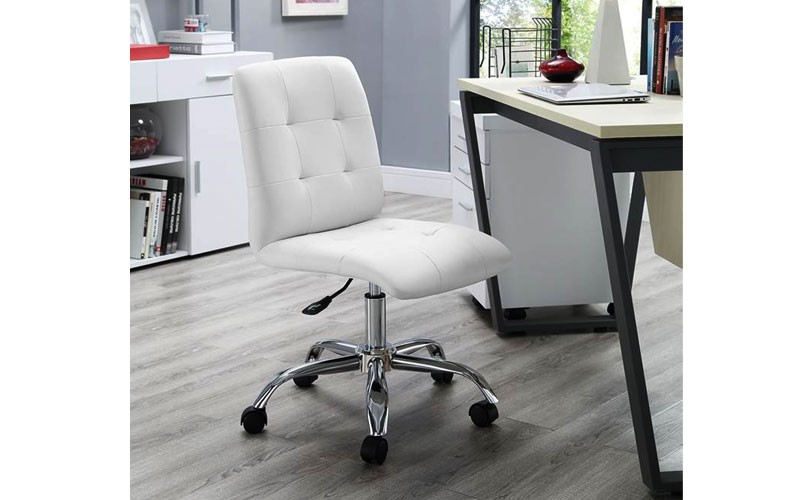 Prim Armless Mid Back Office Chair In White