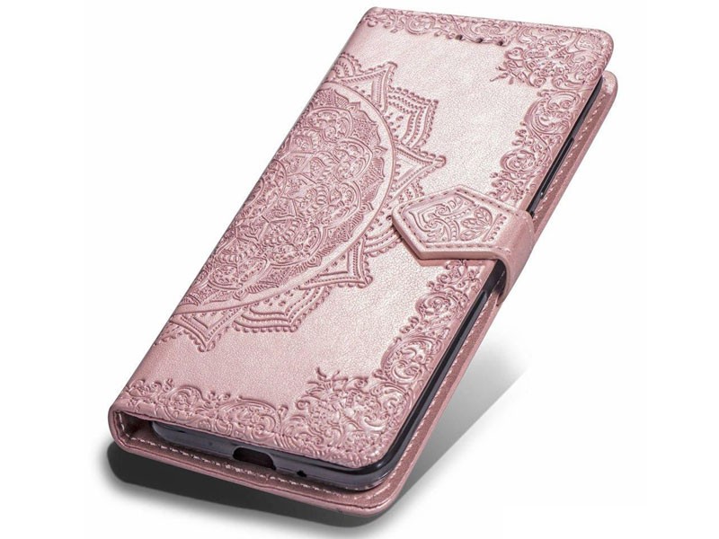 Imprint Flower Wallet Leather Case Lace Holder Flip Cover