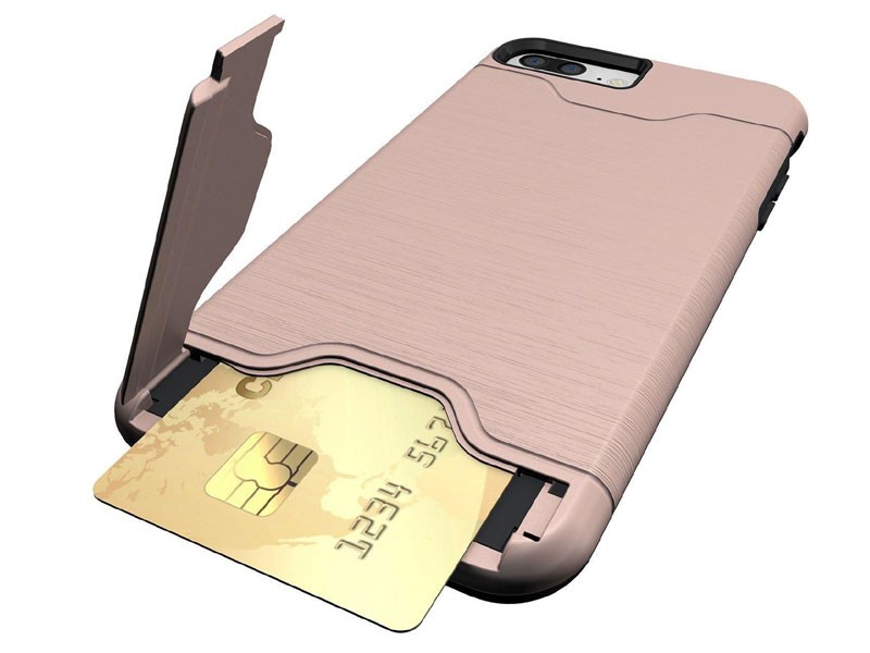 Brand Hot Sale Shockproof Brushed Card Pocket Hybrid Protective Case Cover