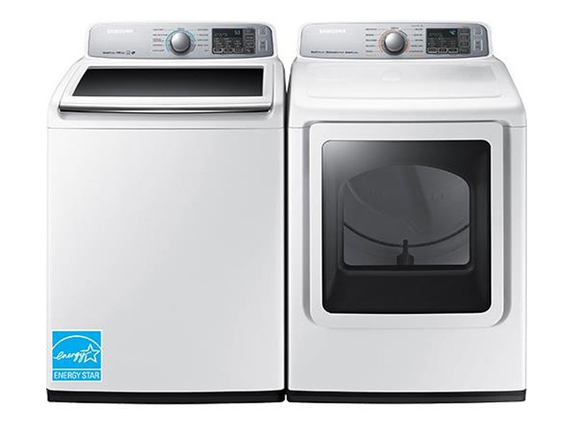 Samsung White Top Load Washer With Front Load Electric Dryer