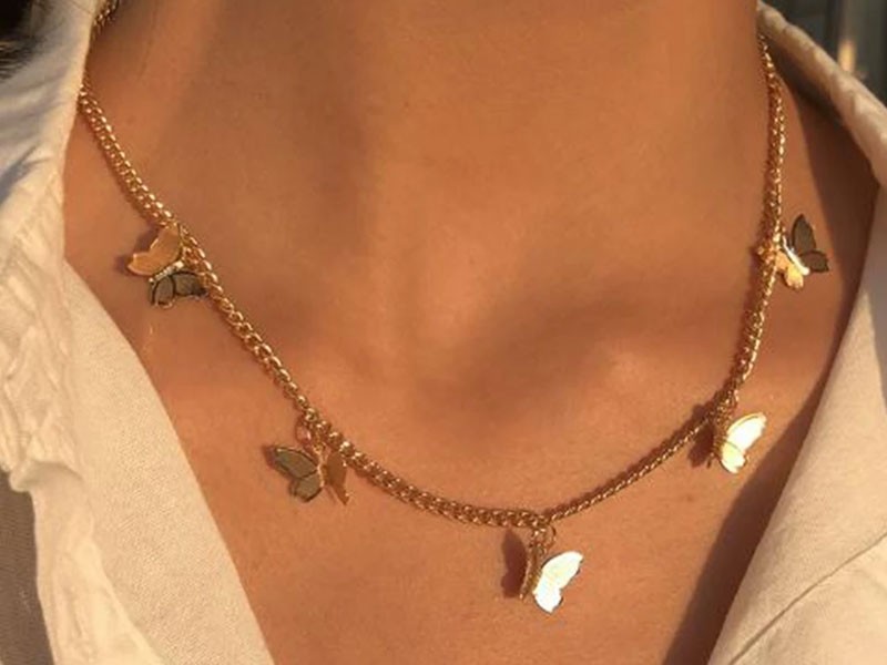 Tassel Geometric Butterfly Single Layer Necklace For Women