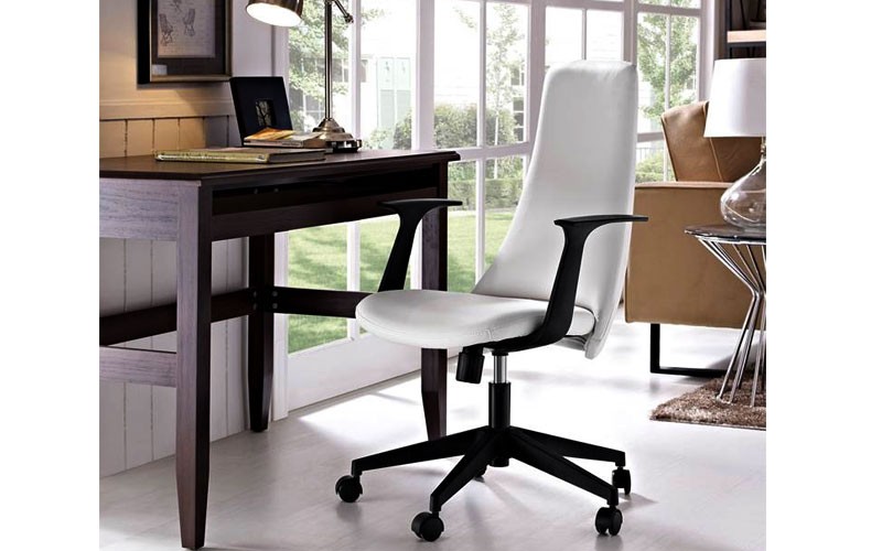 Fount Mid Back Vinyl Office Chair In White