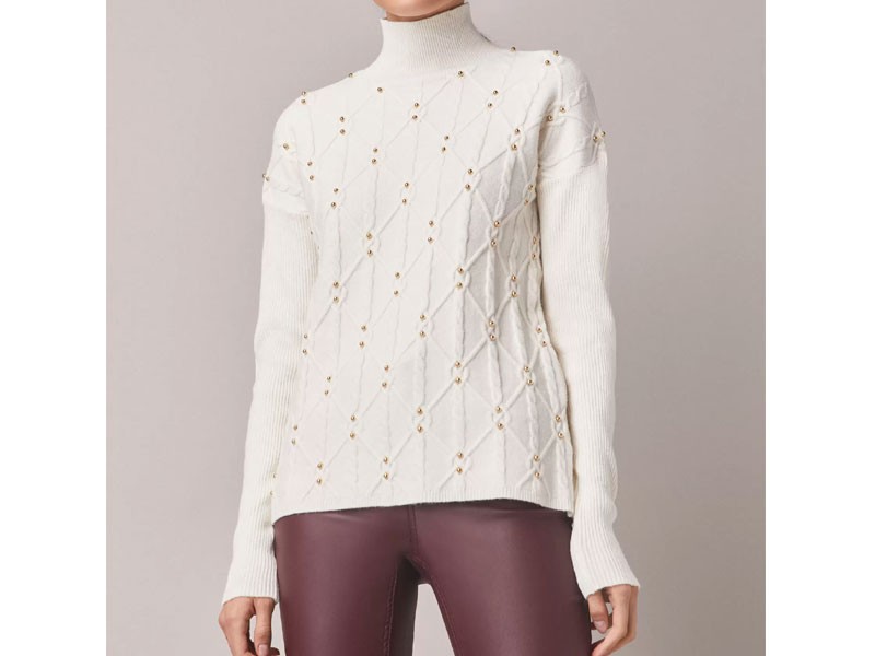 Melanie Lyne Mock Neck Cable Knit Sweater For Women