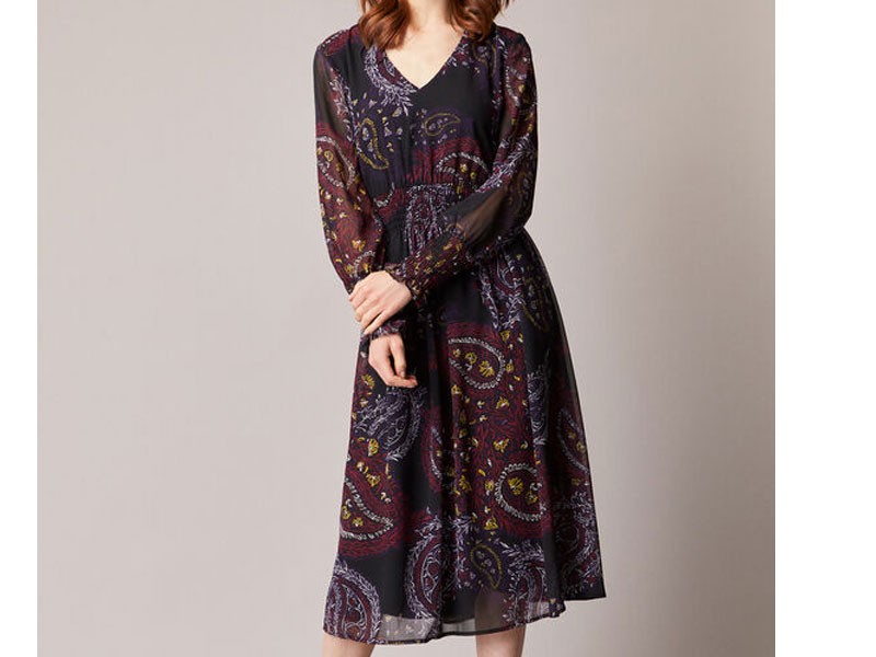 Melanie Lyne Paisley Print Long Sleeve Dress For Women