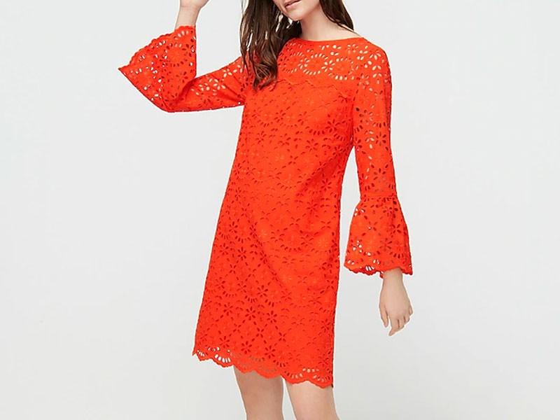 Women's Bell-Sleeve Dress In Embroidered Eyelet