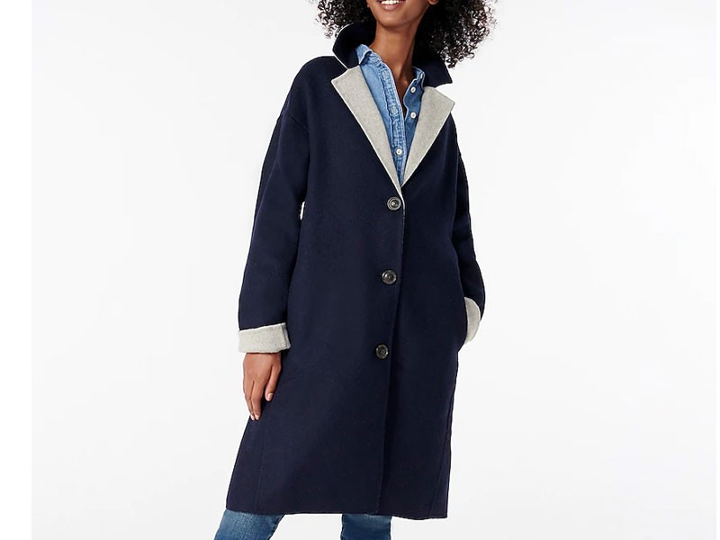 Women's Car Coat In Italian Double Faced Wool