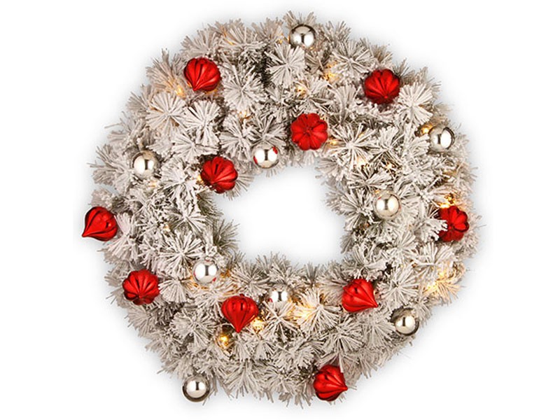 National Tree 30in. Pre-Lit Snowy Bristle Pine Wreath