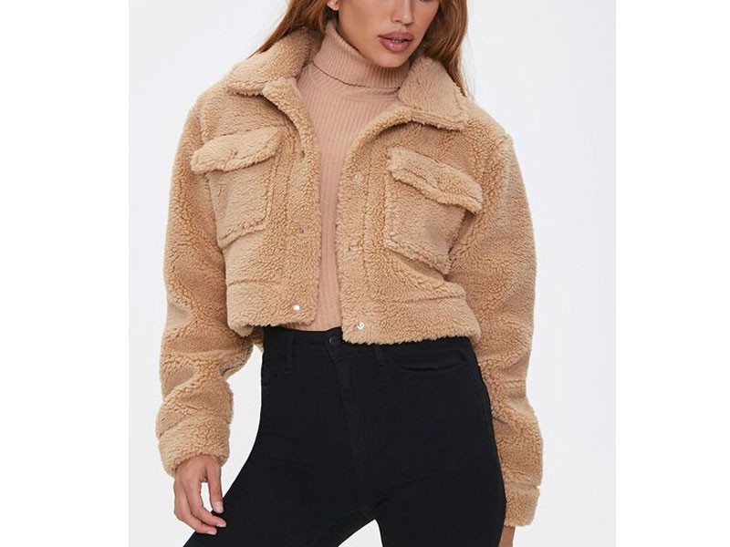 Faux Shearling Buttoned Jacket For Women