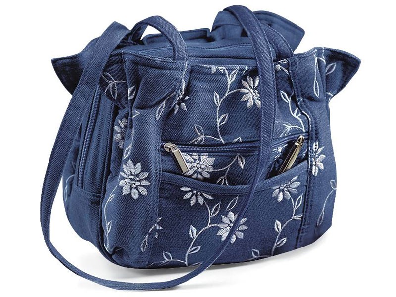 Women's Denim Flowers Shoulder Bag