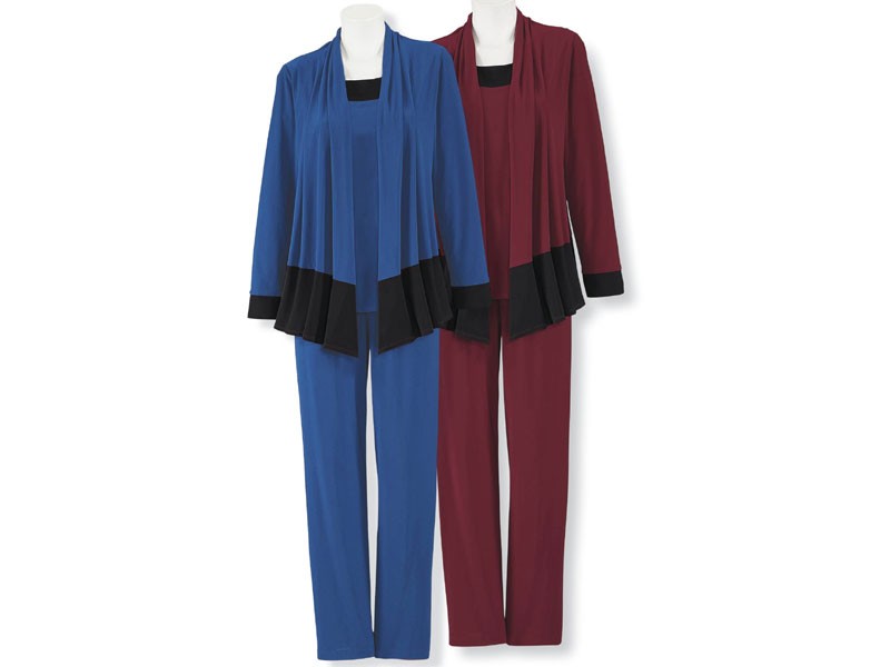 Women's Drapey Two-For Cardigan & Pants Set